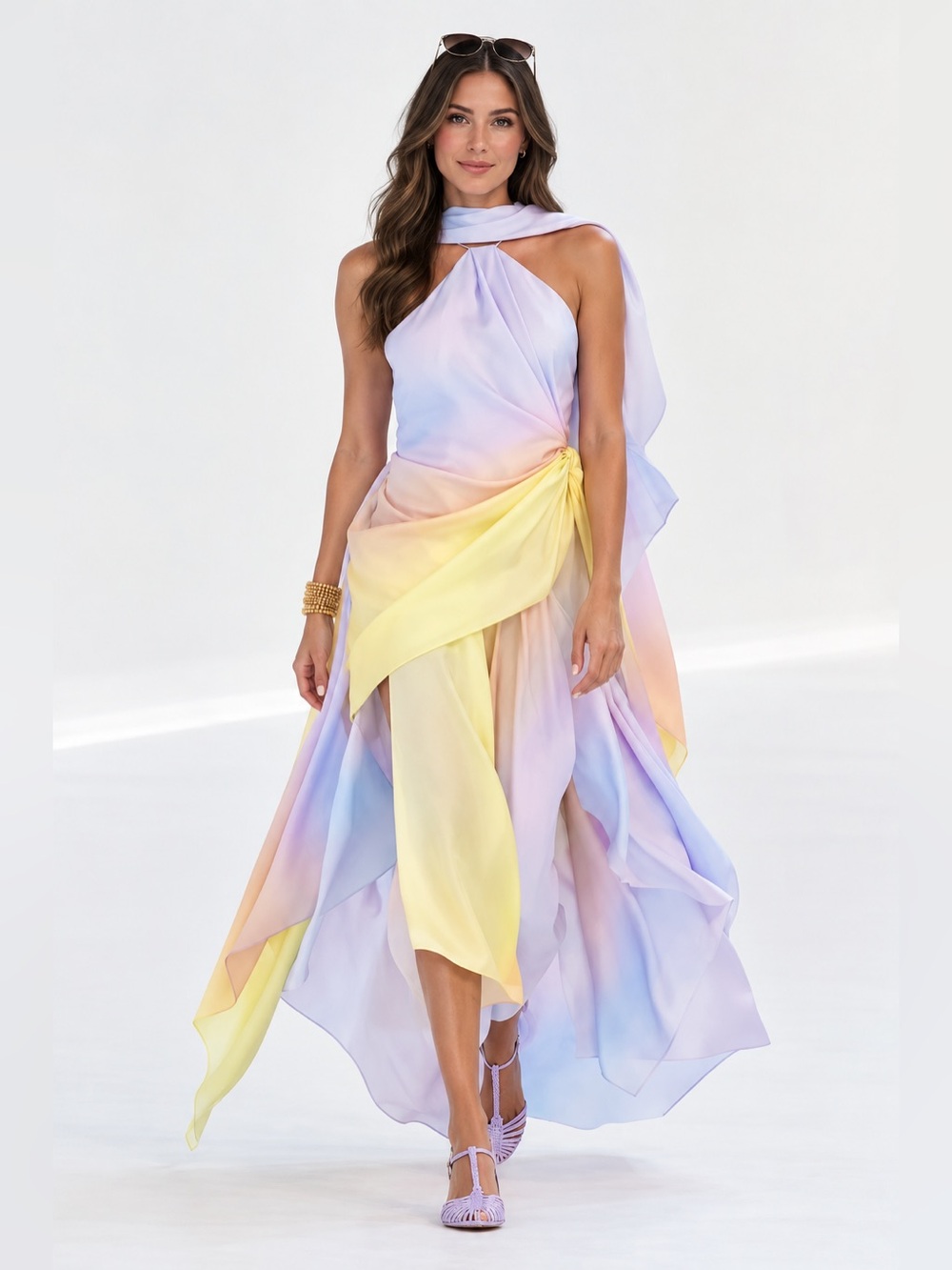 Zimmermann Silk Harmony Scarf Multi-Color Midi Dress Size AU 2 | US size 8